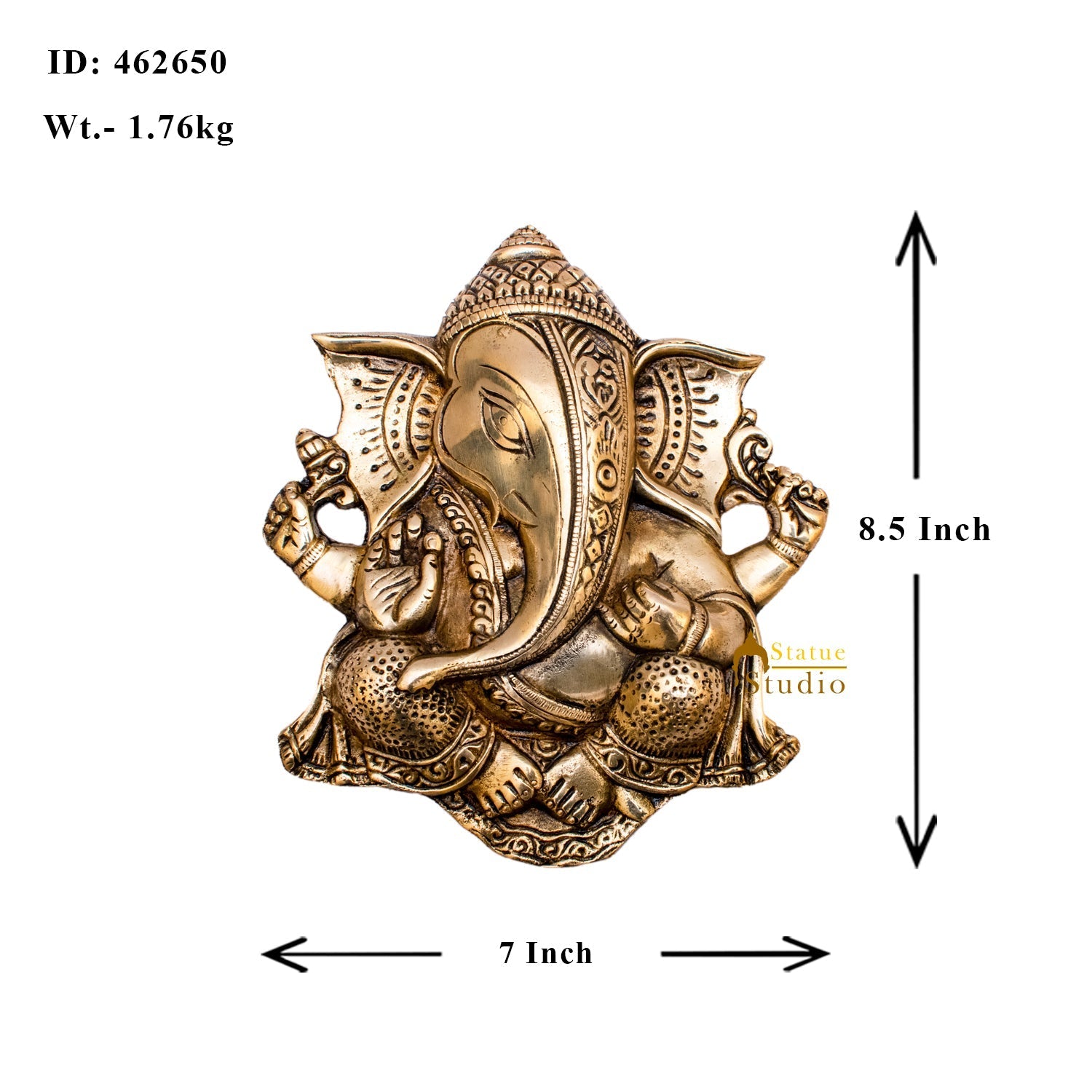 Brass Ganesha Wall Hanging Unique Design 8.5 Inch - Image 4