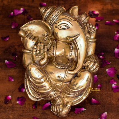 Brass Blessing Ganesha Wall Hanging 10 Inch by vendor-unknown - Hindu Gods (View 2)