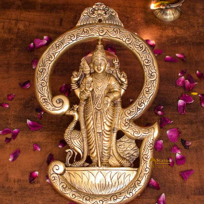 Brass Lord Murugan Kartikeya Wall Hanging 13 Inch by vendor-unknown - Hindu Gods (View 2)