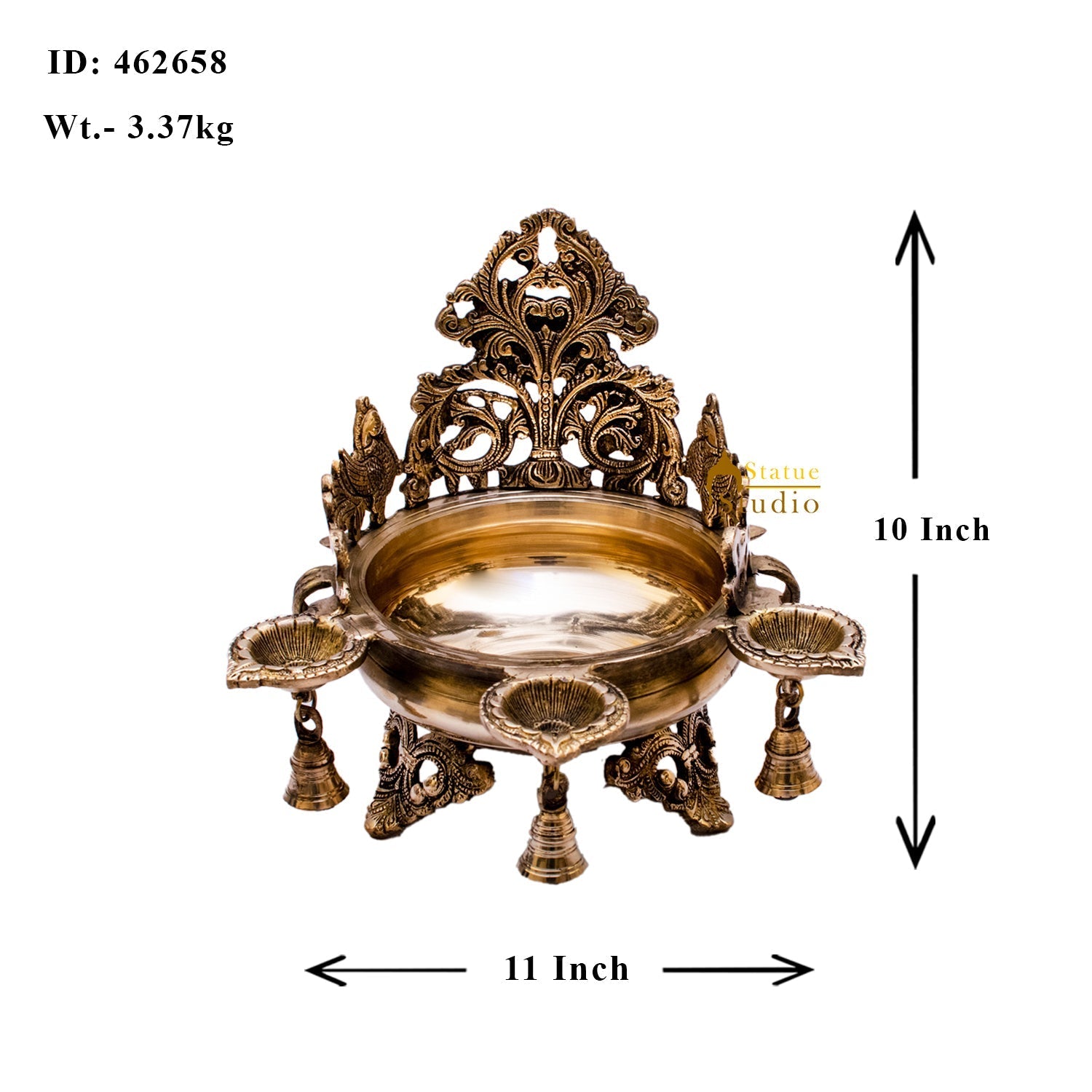 Brass Designer South Indian Urli For Home Garden Office Decor Gift 10" - Image 7