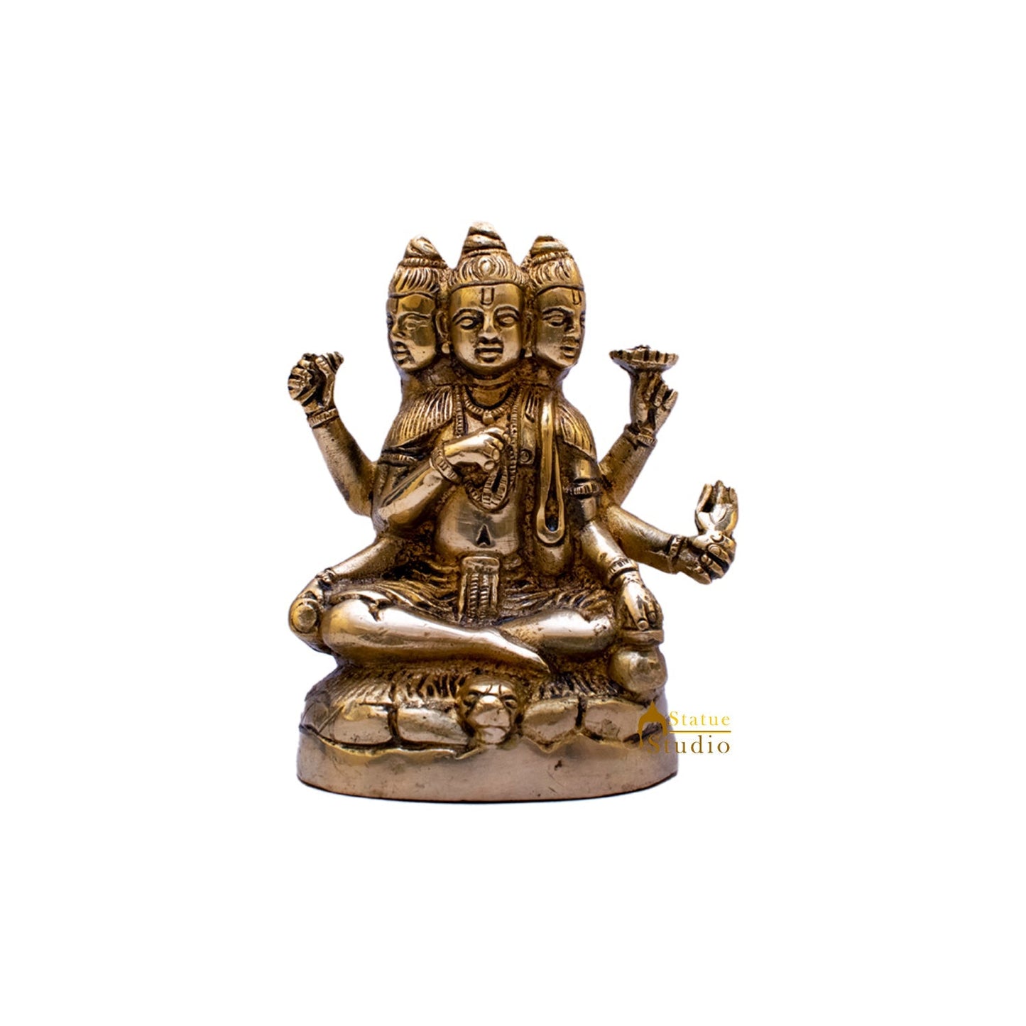Brass Trinity Of Hindu God Dattatreya Idol Statue 8" For Decor