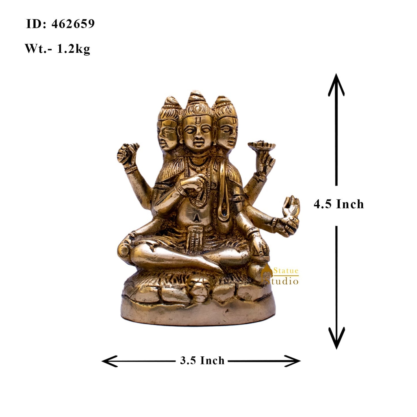 Brass Trinity Of Hindu God Dattatreya Idol Statue 8" For Decor