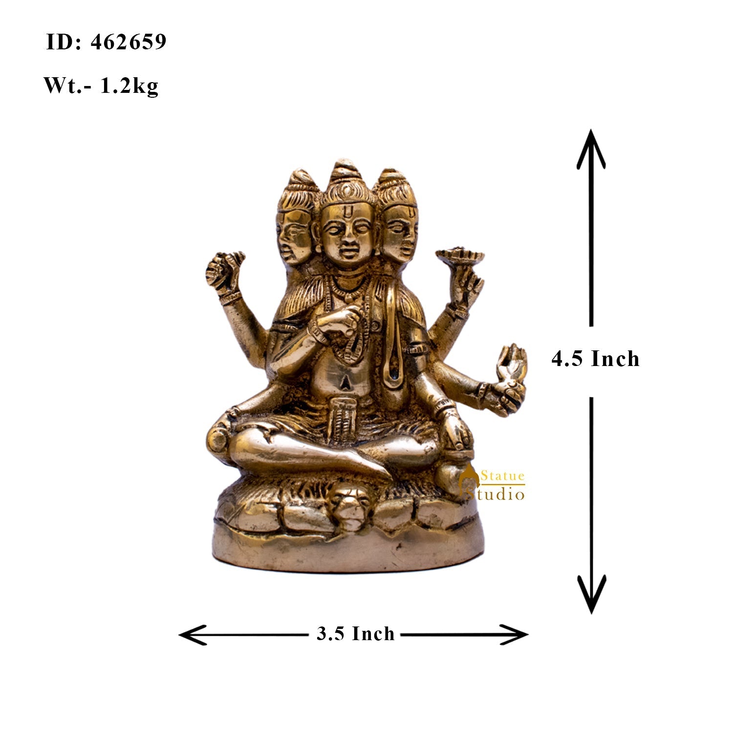 Brass Trinity Of Hindu God Dattatreya Idol Statue 8" For Decor - Image 7