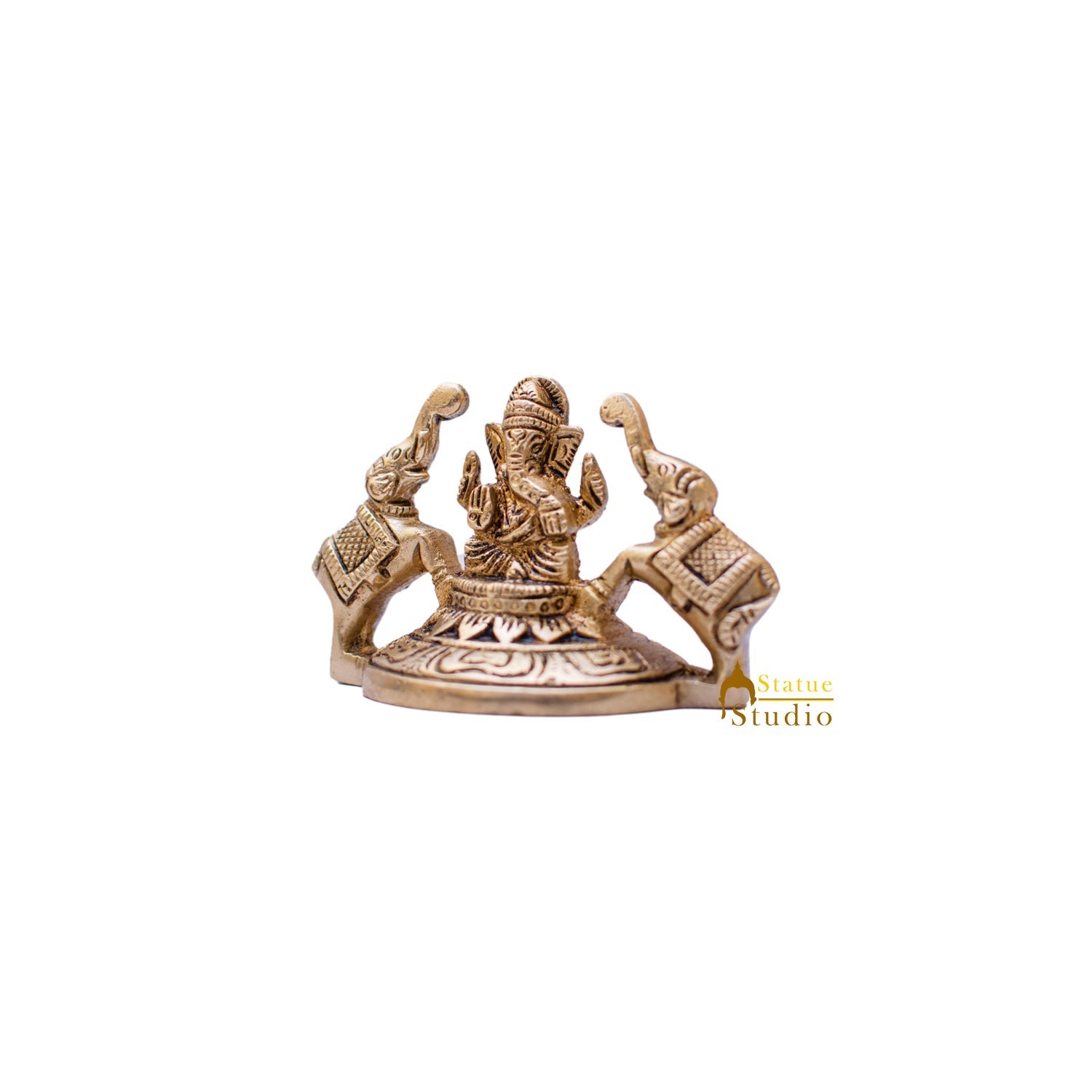 Brass Small Ganesha Lakshmi Statue Ganesh Laxmi Idol For Decor Showpiece 2" - Image 4