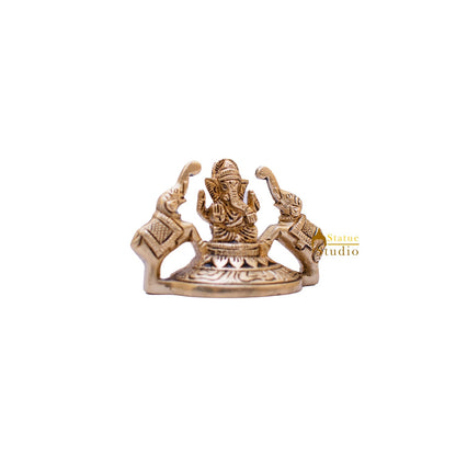 Brass Small Ganesha Lakshmi Statue Ganesh Laxmi Idol For Decor Showpiece 2" by vendor-unknown - Hindu Gods (View 5)