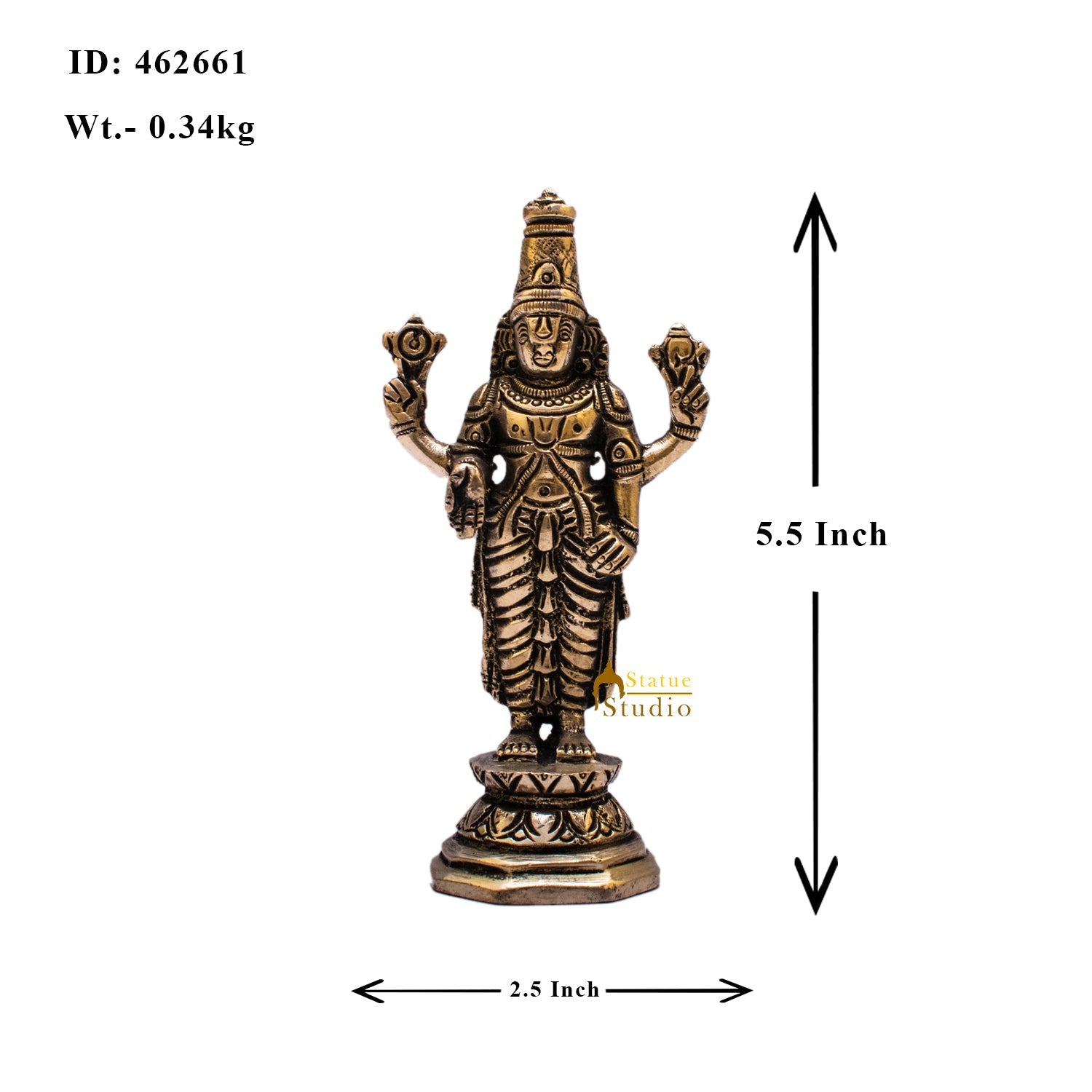 Brass Small Tirupati Balaji Statue 6 inch - Image 8