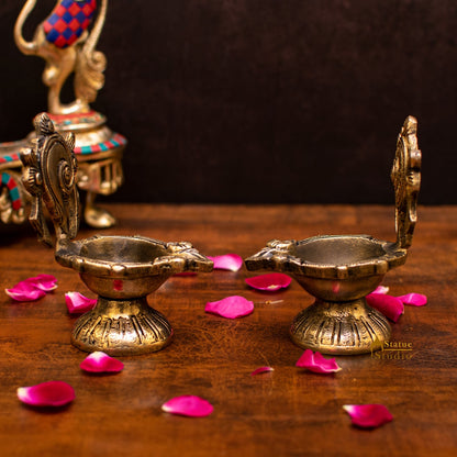 Brass Shankh Chakra Diya Lamp 5 Inch by vendor-unknown - Spiritual (View 5)
