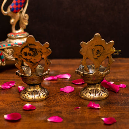 Brass Shankh Chakra Diya Lamp 5 Inch by vendor-unknown - Spiritual (View 6)