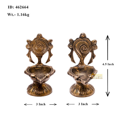 Brass Shankh Chakra Diya Lamp 5 Inch by vendor-unknown - Spiritual (View 9)