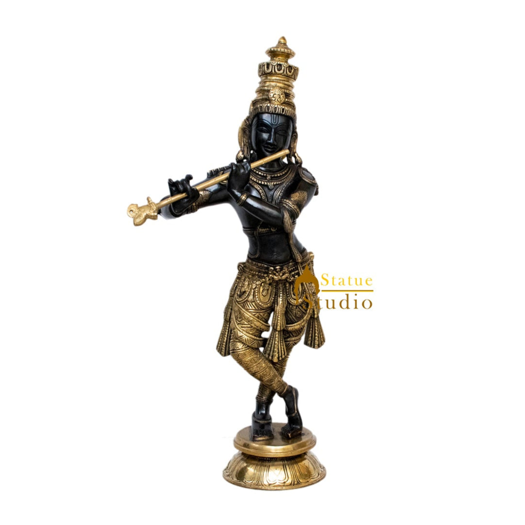 Brass Hindu God Krishna Idol Statue Decor 2 Feet - Image 12