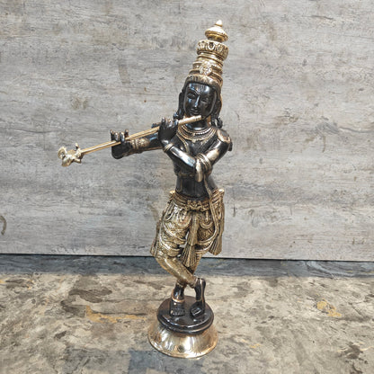 Brass Hindu God Krishna Idol Statue Decor 2 Feet by vendor-unknown - Hindu Gods