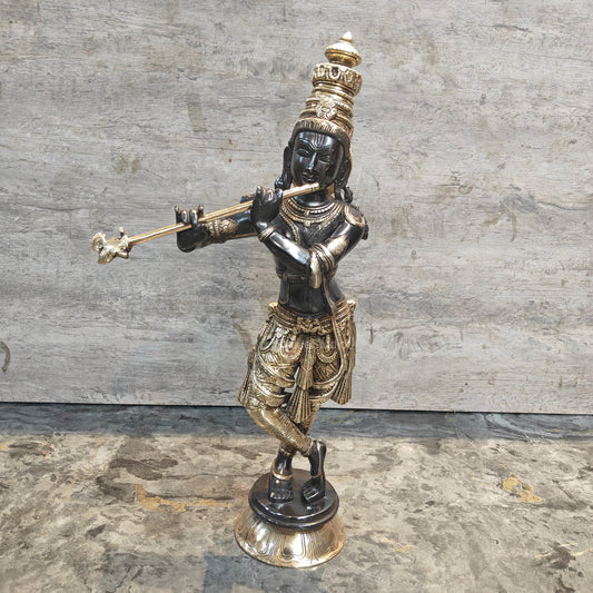 Brass Hindu God Krishna Idol Statue Decor 2 Feet
