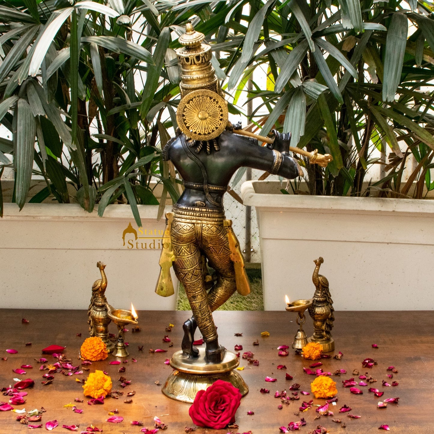 Brass Hindu God Krishna Idol Statue Decor 2 Feet