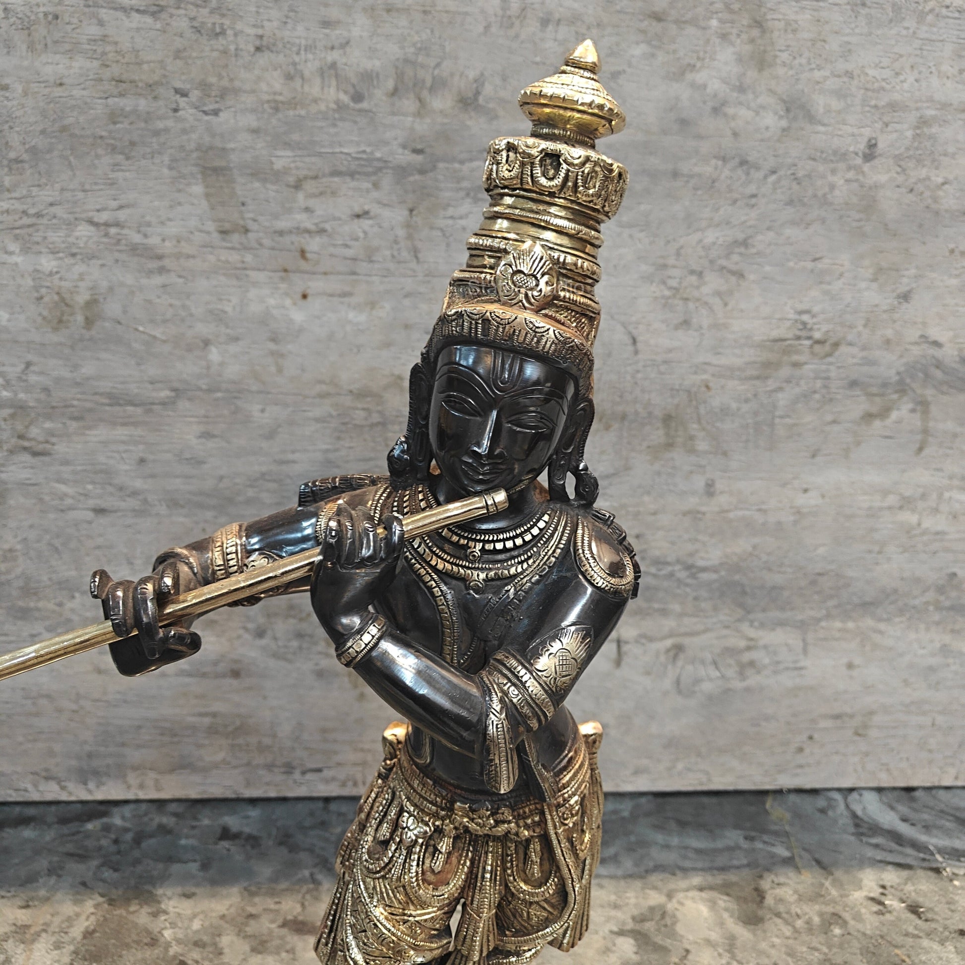 Brass Hindu God Krishna Idol Statue Decor 2 Feet - Image 9