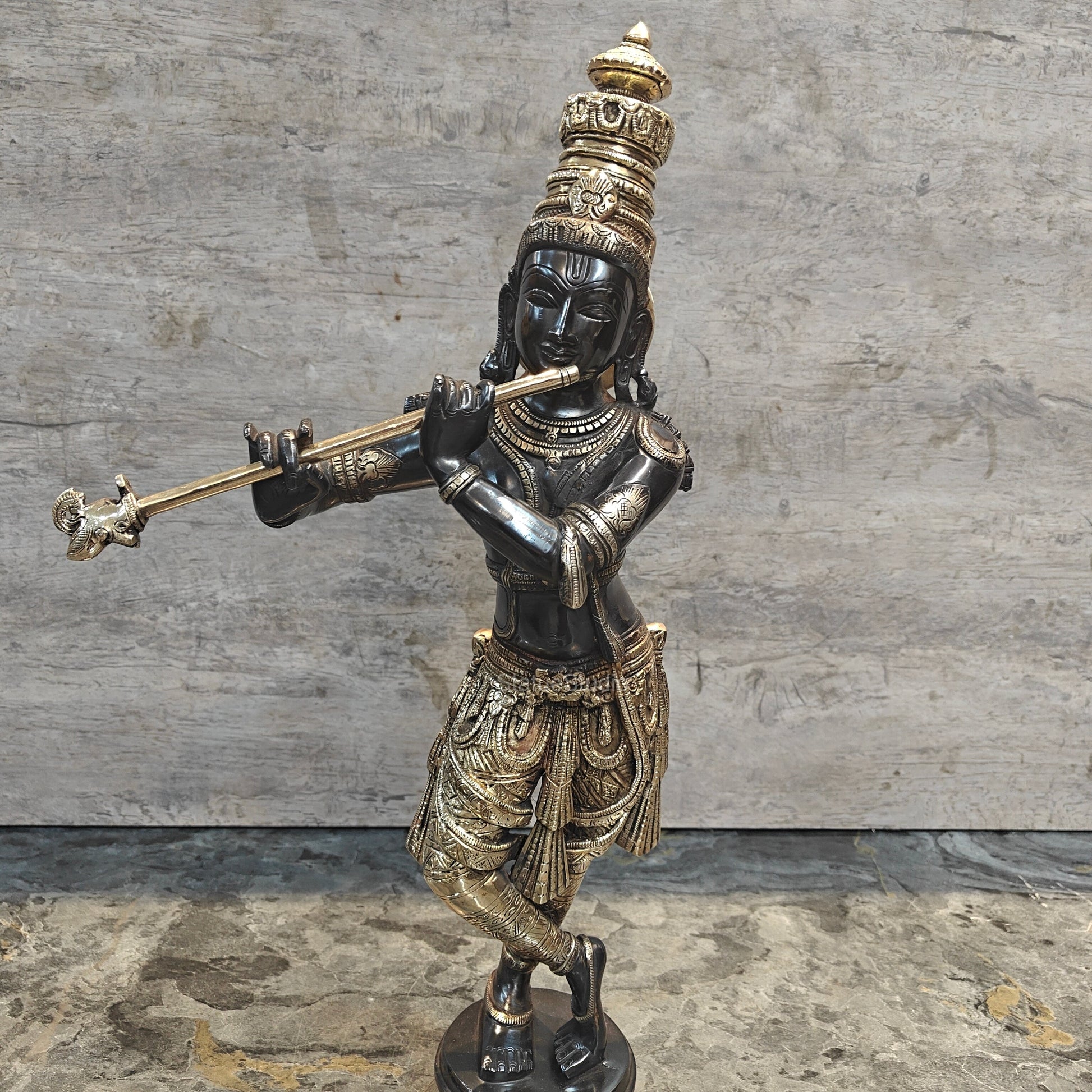 Brass Hindu God Krishna Idol Statue Decor 2 Feet - Image 10