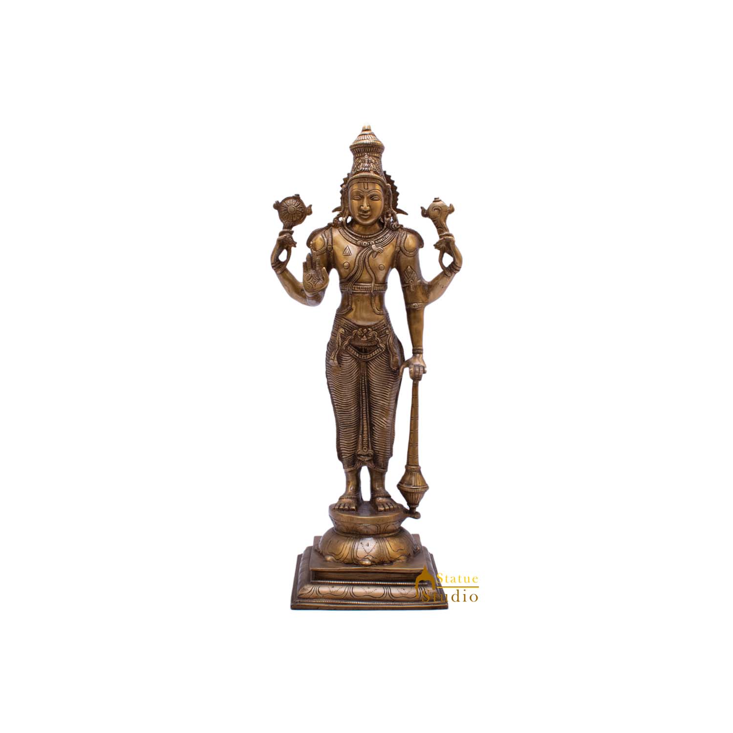 Brass Cosmic Lord Vishnu Statue Narayanan Idol 20" - Image 5
