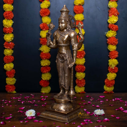 Brass Cosmic Lord Vishnu Statue Narayanan Idol 20" by vendor-unknown - Hindu Gods (View 2)