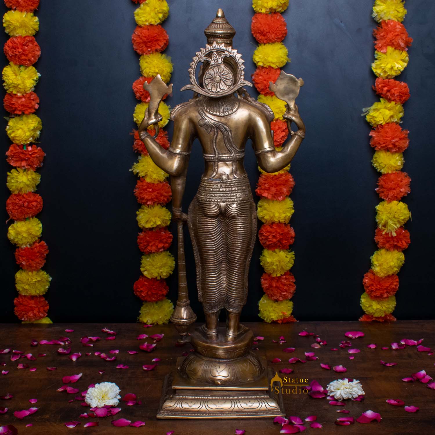 Brass Cosmic Lord Vishnu Statue Narayanan Idol 20" - Image 4