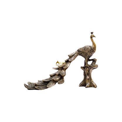 Brass Peacock On Tree Showpiece Decorative 8" by vendor-unknown - Decor (View 5)
