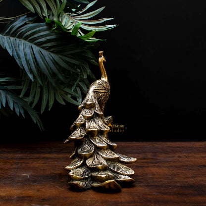 Brass Peacock On Tree Showpiece Decorative 8" by vendor-unknown - Decor (View 4)