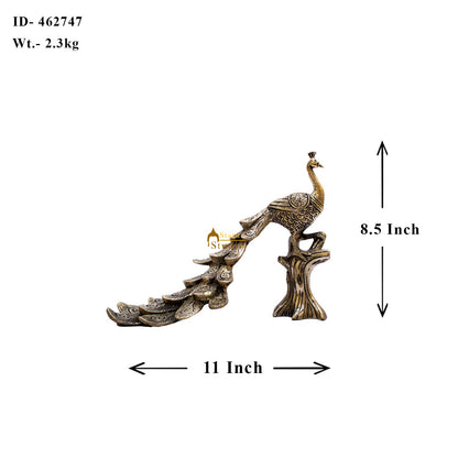 Brass Peacock On Tree Showpiece Decorative 8" by vendor-unknown - Decor (View 6)
