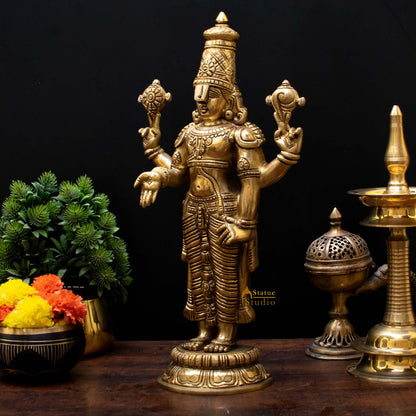 Brass Tirupati Balaji Idol 1.5 Feet by StatueStudio - Hindu Gods (View 3)