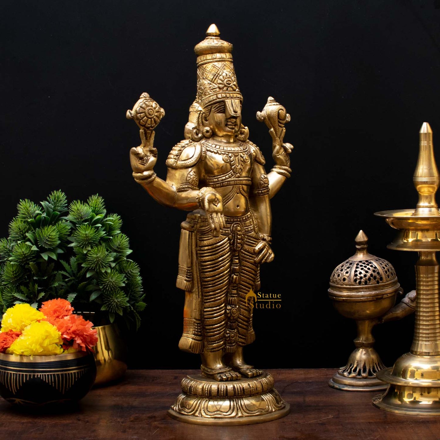 Brass Tirupati Balaji Idol 1.5 Feet