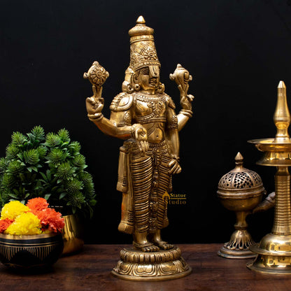 Brass Tirupati Balaji Idol 1.5 Feet by StatueStudio - Hindu Gods (View 4)