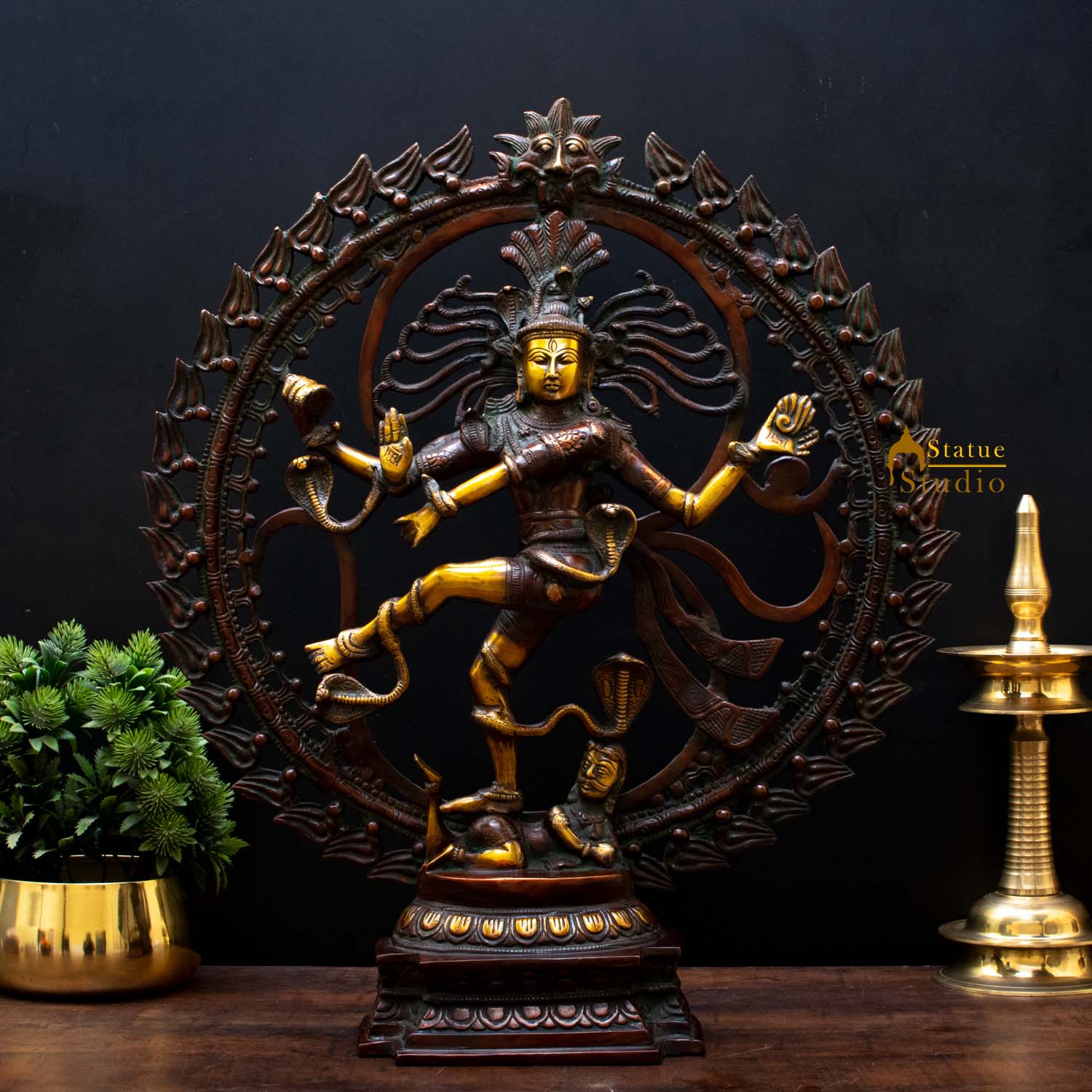 Brass Nataraja Dancing Shiva Statue For Decor And Gifting 2 Feet - Eco-friendly - Sama Homes