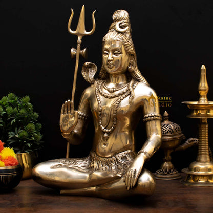 Brass Large Shiva Statue Mahadev For Home Decor 1.5 feet by vendor-unknown - Hindu Gods (View 3)