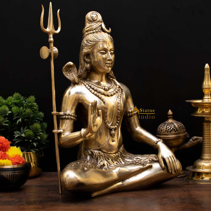 Brass Large Shiva Statue Mahadev For Home Decor 1.5 feet by vendor-unknown - Hindu Gods (View 4)
