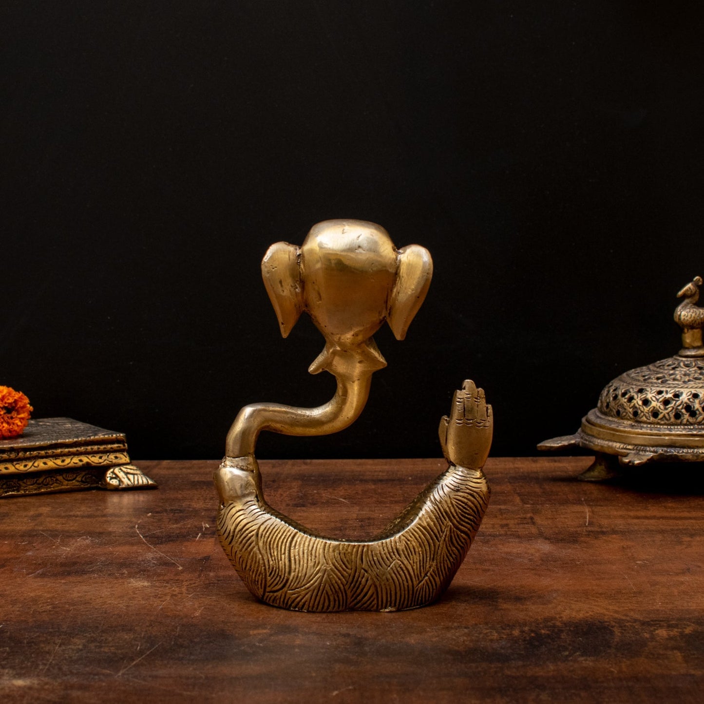 Brass Small Modern Ganesha Statue For Home Temple Decor 5"