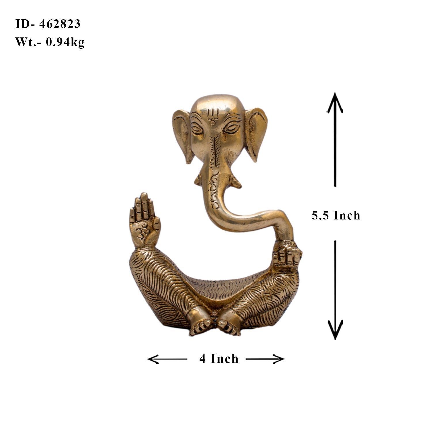 Brass Small Modern Ganesha Statue For Home Temple Decor 5" - Image 6