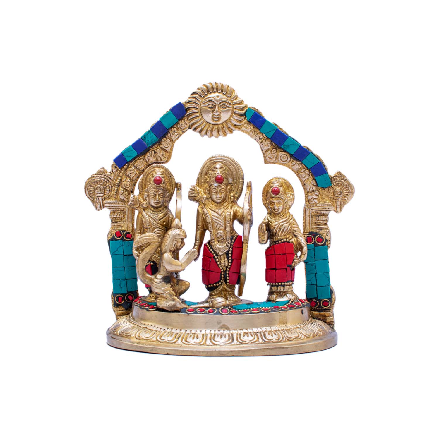 Brass Lord Rama Darbar Statue Idol Home Temple 7" - Image 5