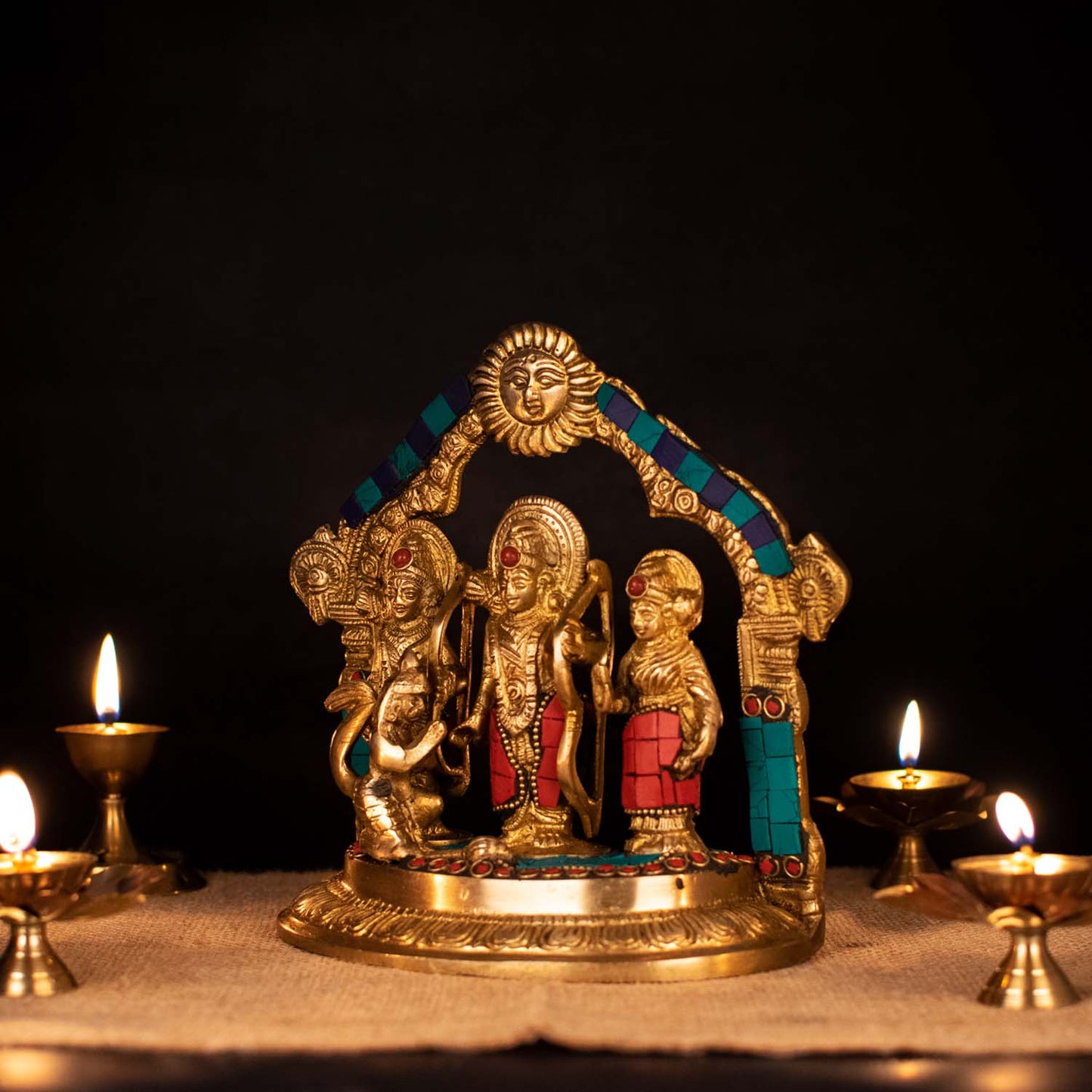 Brass Lord Rama Darbar Statue Idol Home Temple 7"