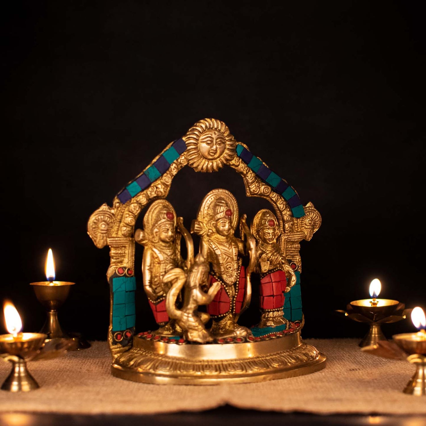 Brass Lord Rama Darbar Statue Idol Home Temple 7"