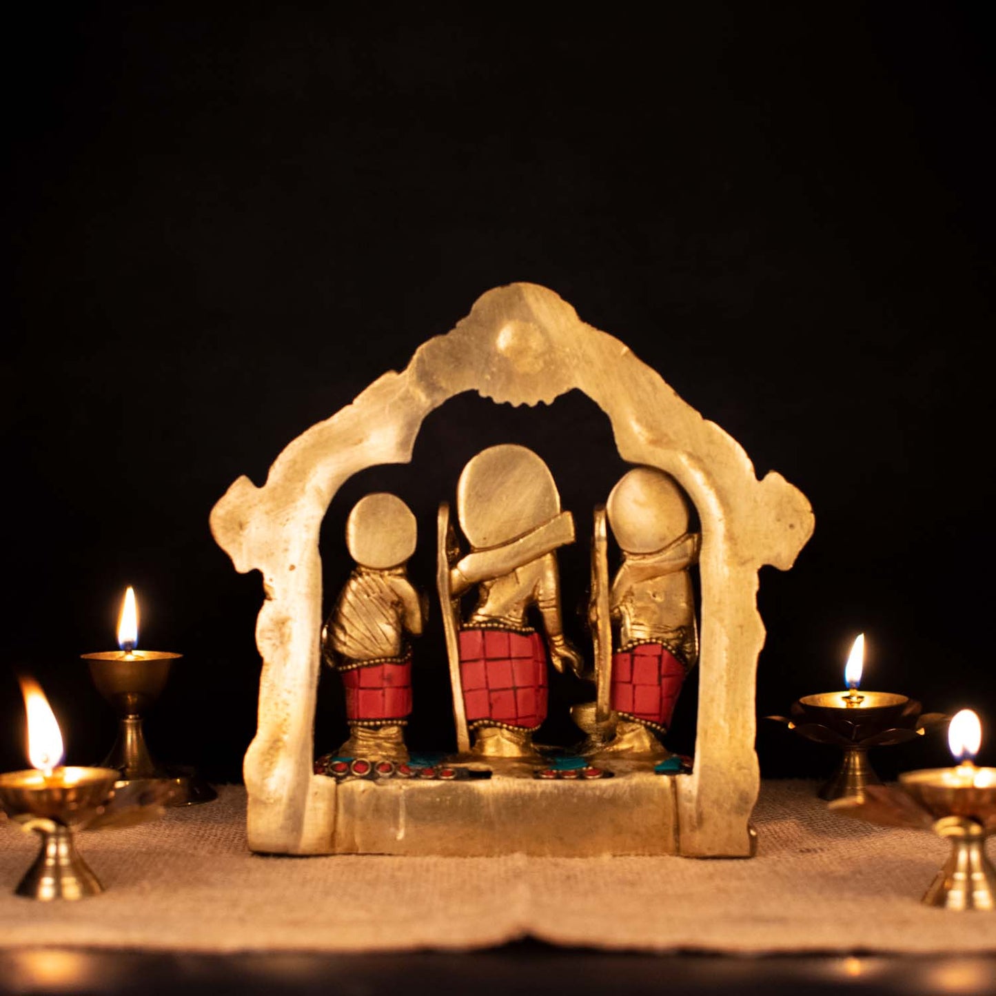 Brass Lord Rama Darbar Statue Idol Home Temple 7"