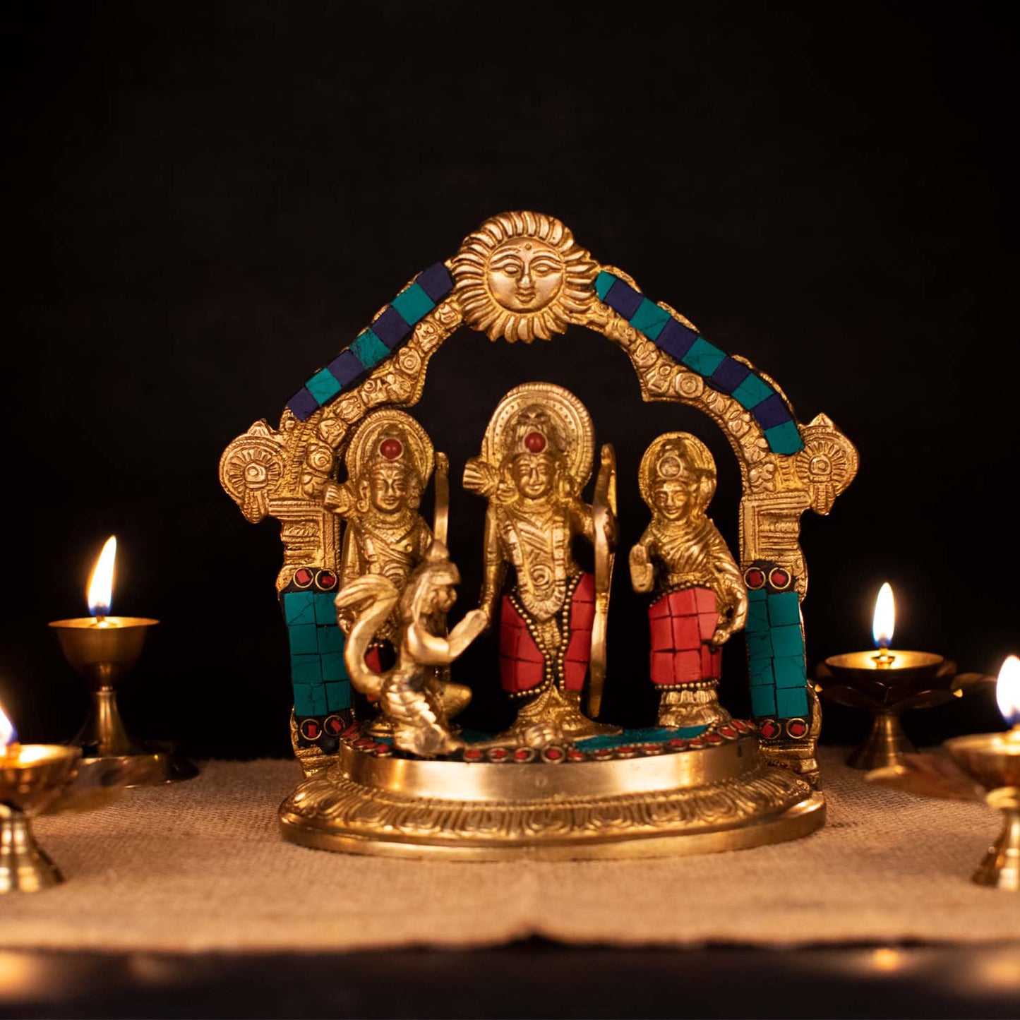 Brass Lord Rama Darbar Statue Idol Home Temple 7"