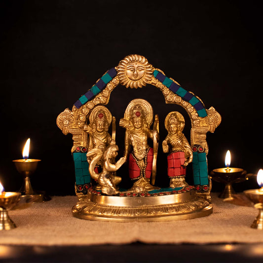 Brass Lord Rama Darbar Statue Idol Home Temple 7"