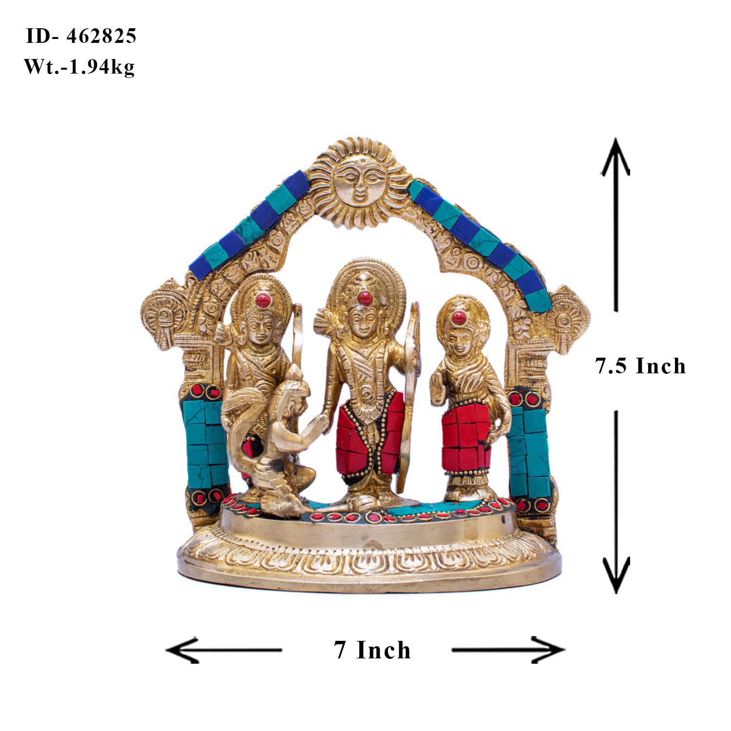 Brass Lord Rama Darbar Statue Idol Home Temple 7" - Image 6