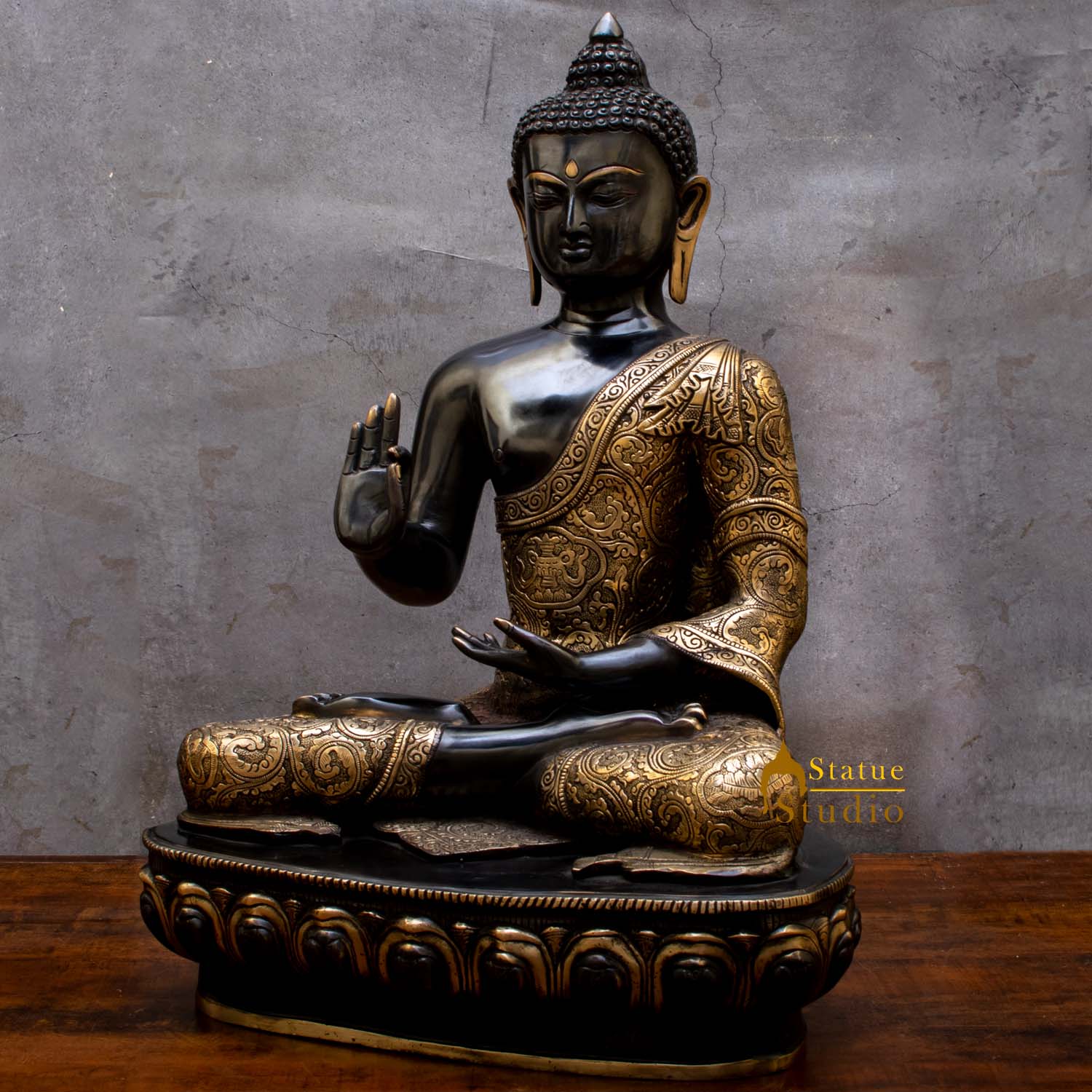 Brass Blessing Buddha Statue For Home Decor Gift 2 Feet - Image 3