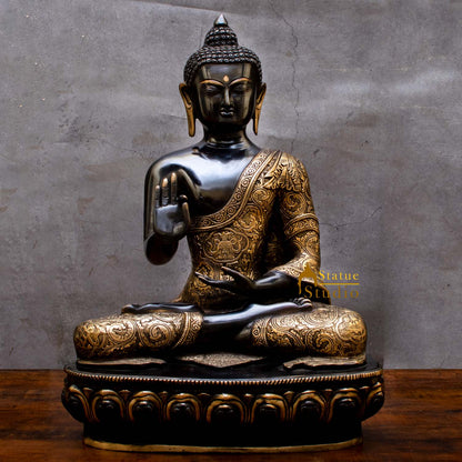 Brass Blessing Buddha Statue For Home Decor Gift 2 Feet by vendor-unknown - Buddha