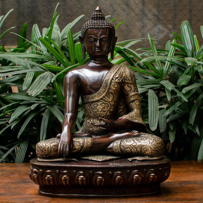 Brass Large Buddha Statue Antique Finish For Home Decor 2 Feet by vendor-unknown - Buddha