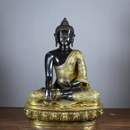 Brass Large Buddha Statue Sitting On Base Sine Black Finish For Home Decor 2 Feet by vendor-unknown - Buddha (View 2)