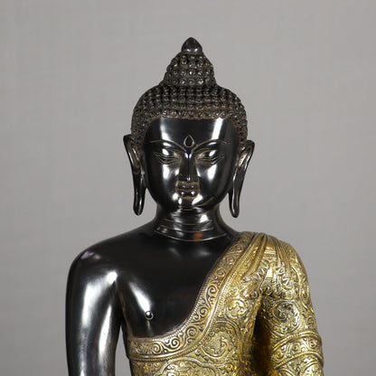 Brass Large Buddha Statue Sitting On Base Sine Black Finish For Home Decor 2 Feet by vendor-unknown - Buddha (View 3)