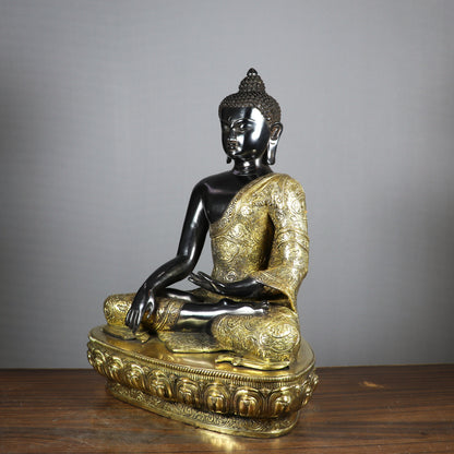 Brass Large Buddha Statue Sitting On Base Sine Black Finish For Home Decor 2 Feet by vendor-unknown - Buddha (View 4)