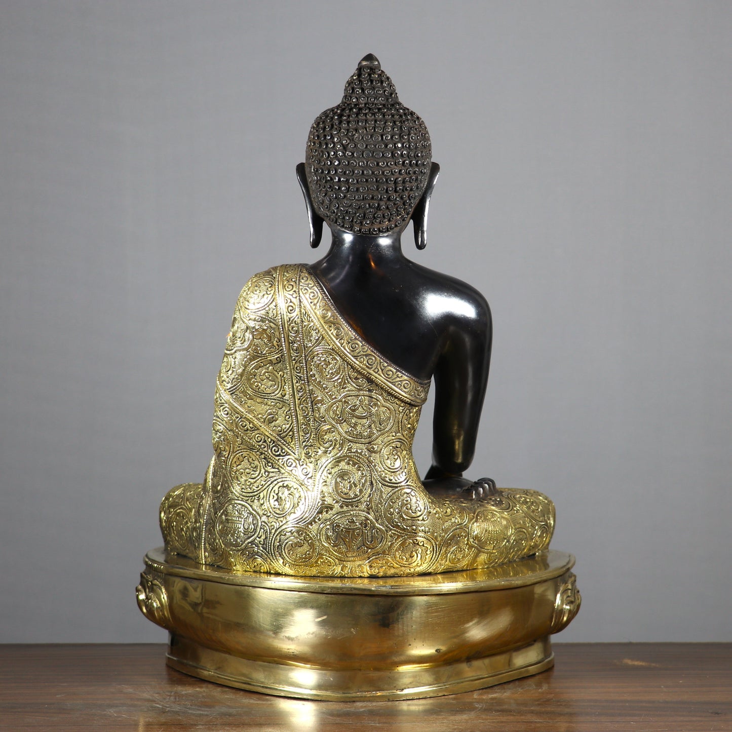 Brass Large Buddha Statue Sitting On Base Sine Black Finish For Home Decor 2 Feet