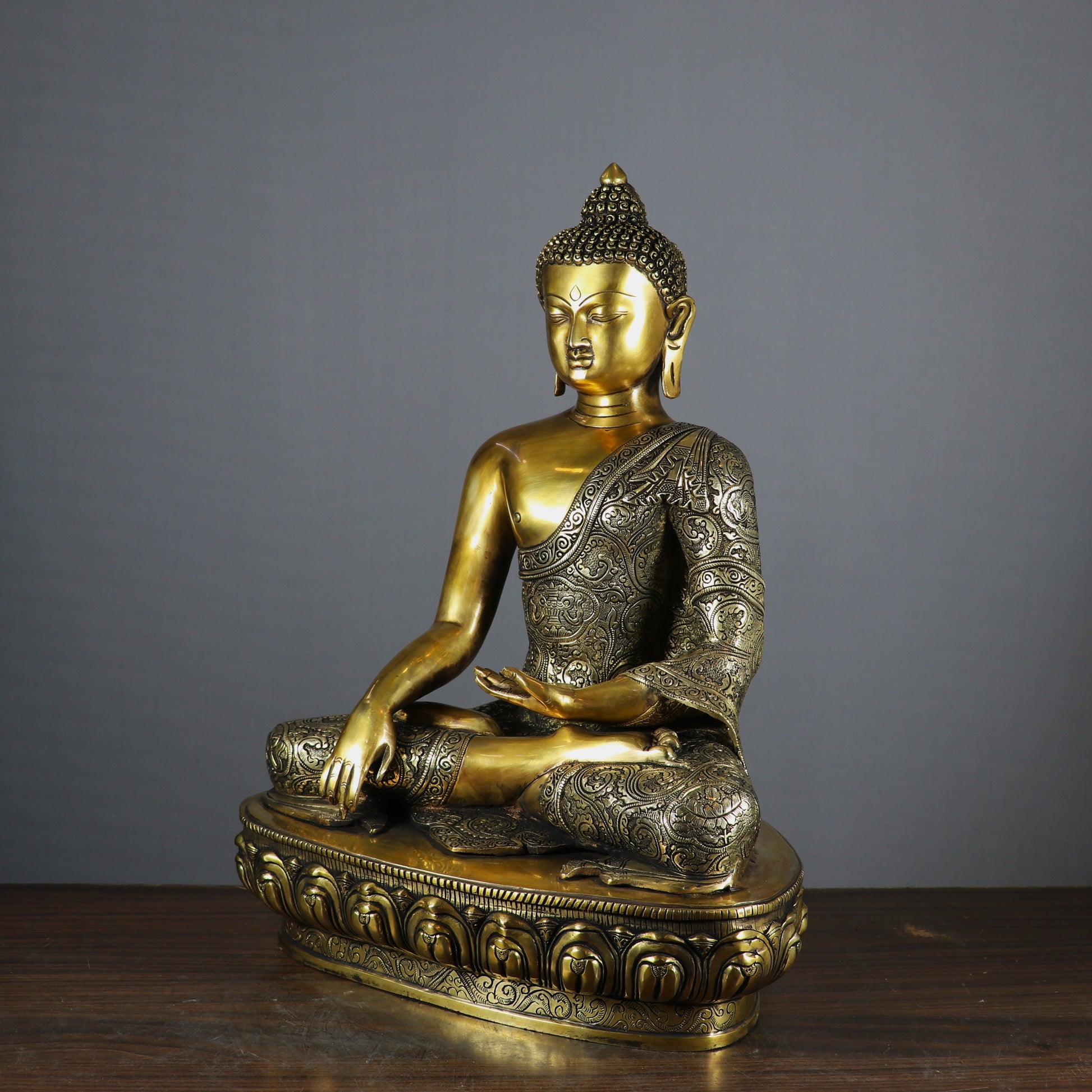 Brass Large Buddha Idol Finely Crafted For Home Decor Showpiece 2 Feet - Image 4