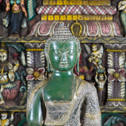 Brass Lord Buddha Statue Vintage Green Finish For Home Decor 16" by vendor-unknown - Buddha (View 5)