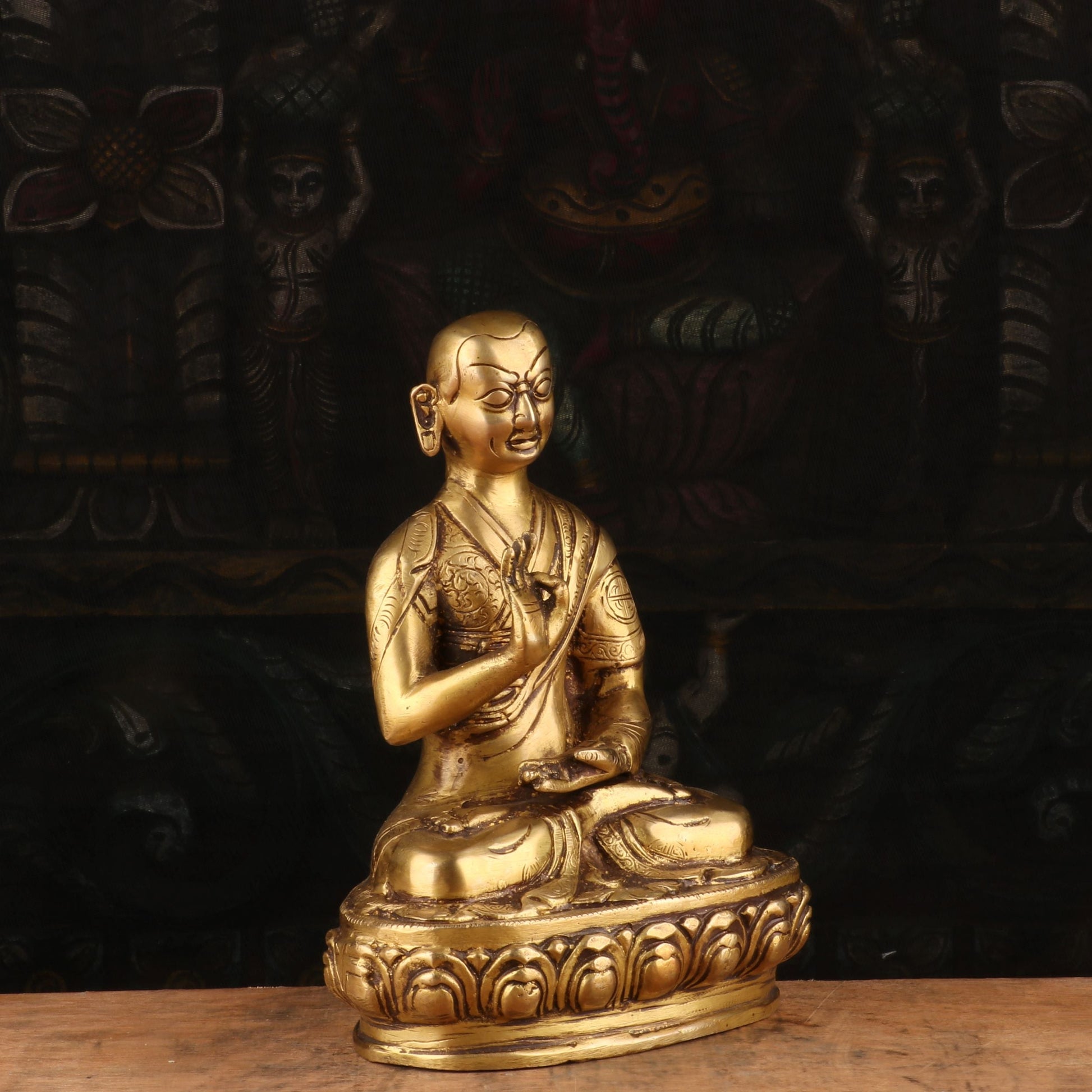 Brass Nepali Buddha Statue Sitting On Base For Home Decor Showpiece 8" - Image 4